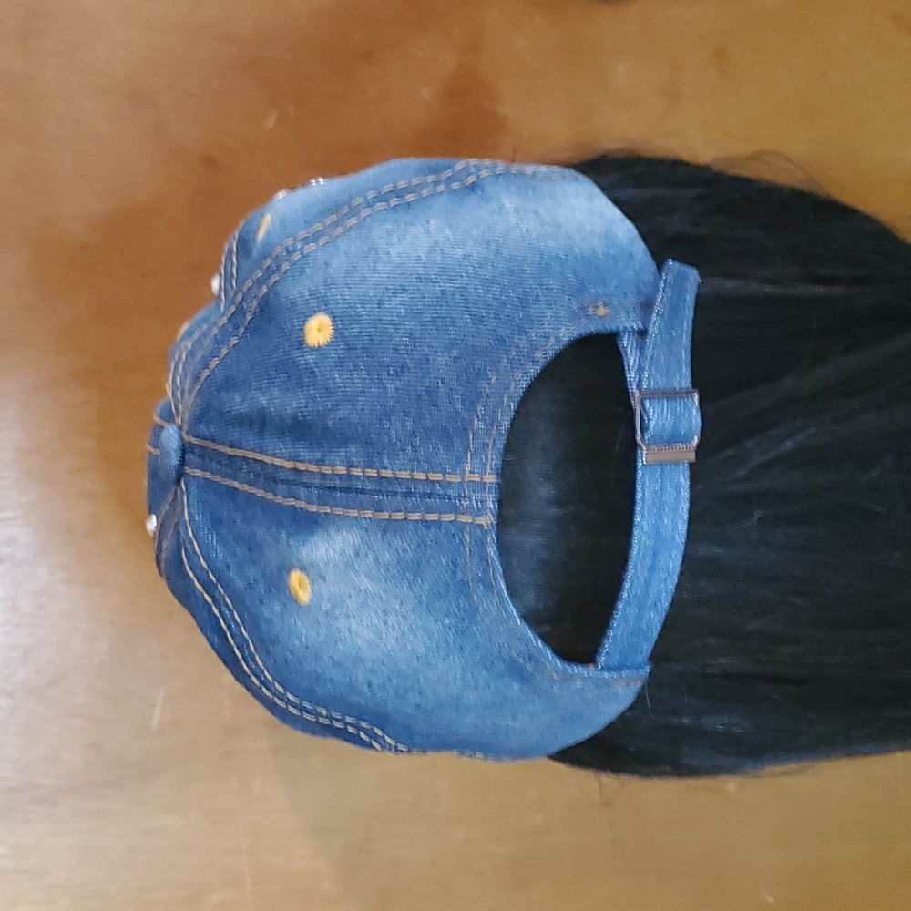 Womens Denim "Queen" Cap With Rhinestones - Picture 5 of 5